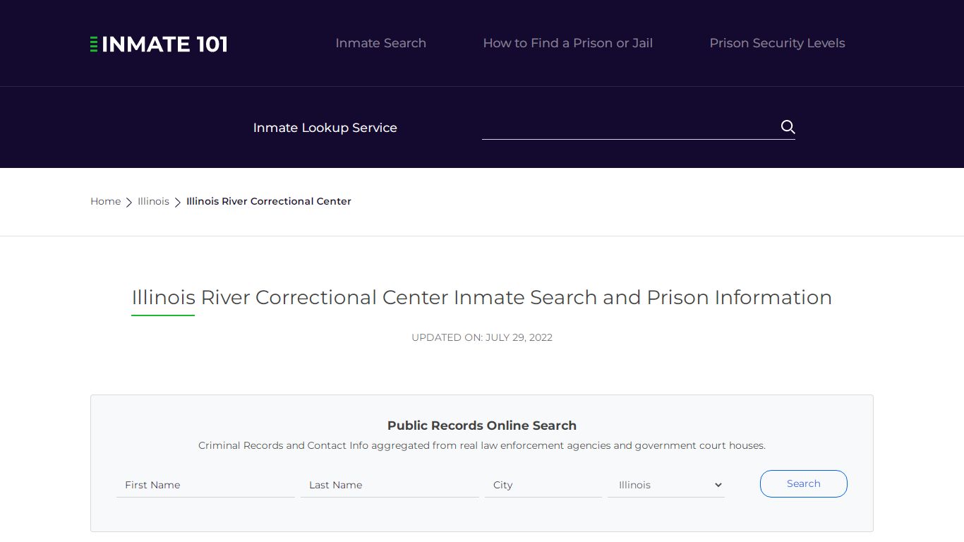 Illinois River Correctional Center Inmate Search ...